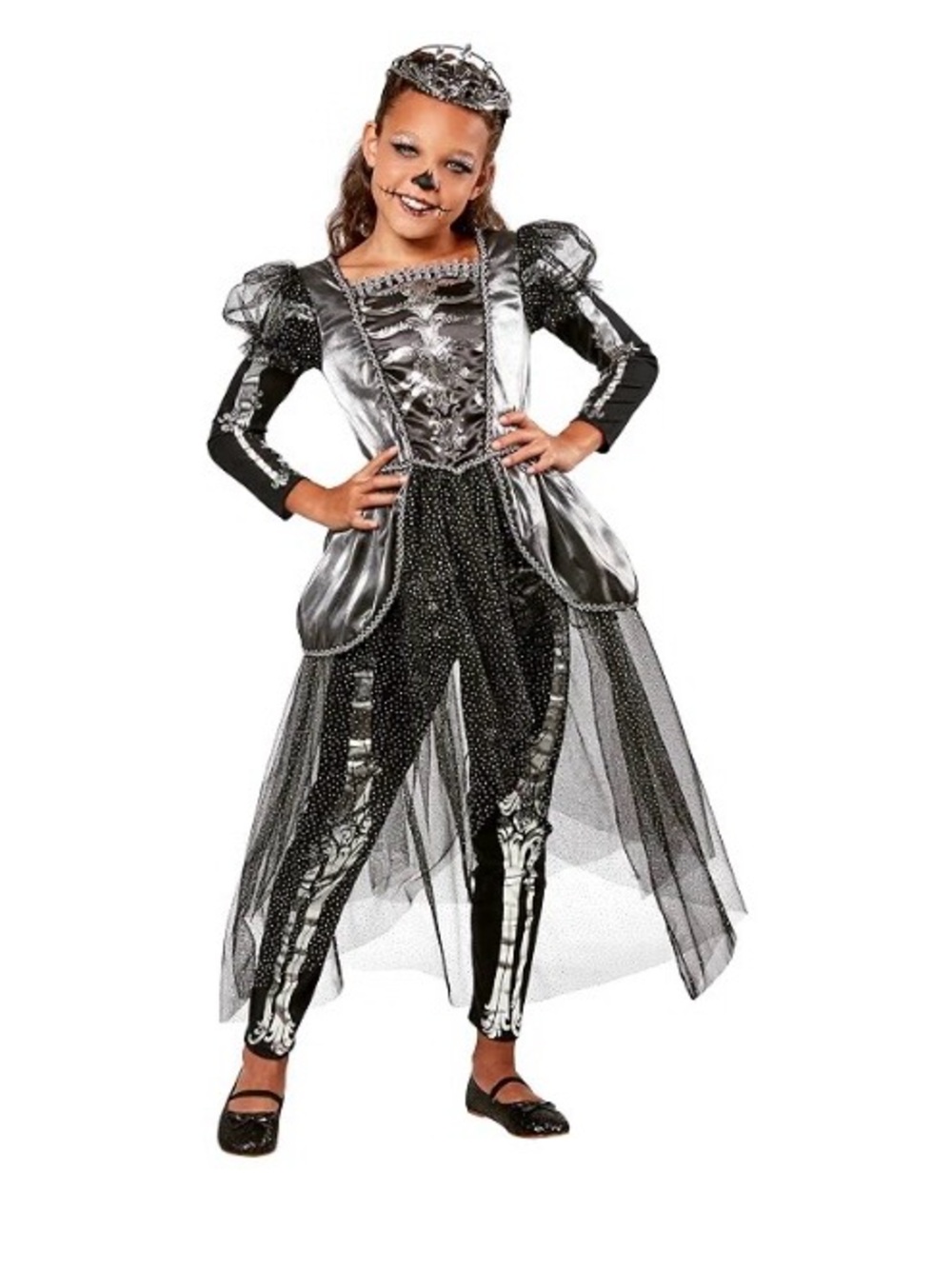 Rubies • Skeleton Princess Costume Dress • Silver & Black • Girl's Med